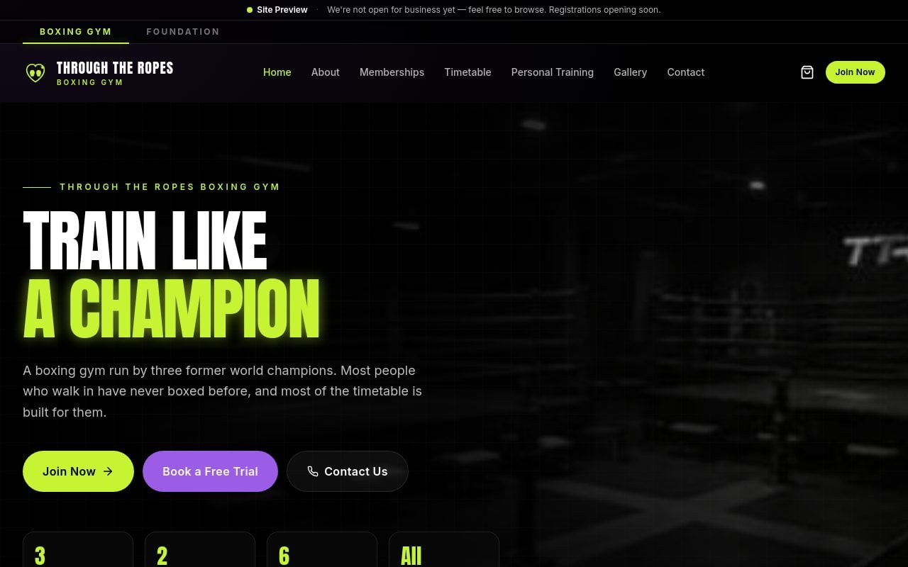 The Through The Ropes home page as it appears today